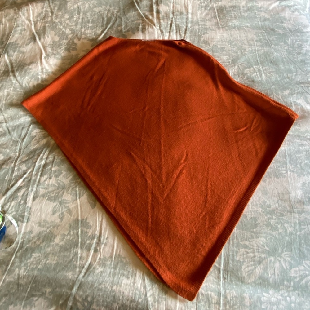 Orange Knit Poncho - Draped Sweater with Zipper EUC - Picture 7 of 15